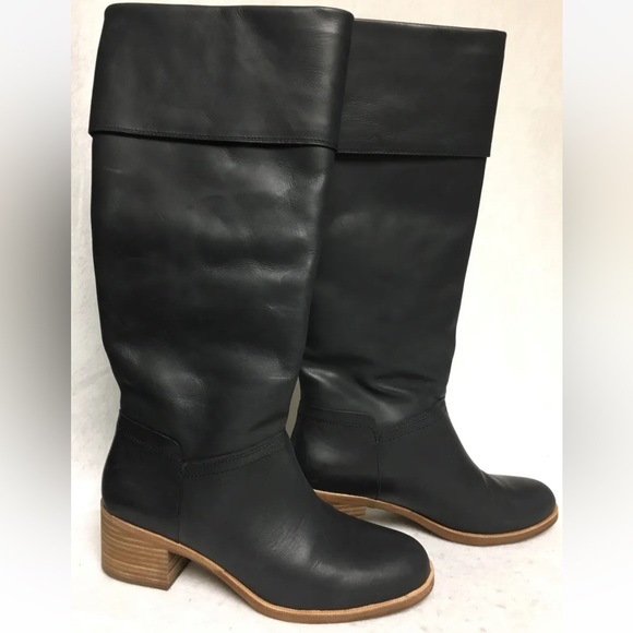 UGG Australia CARLIN BLACK TALL LEATHER HEEL BOOTS Classic Tall 1017469 Women’s - Picture 3 of 7